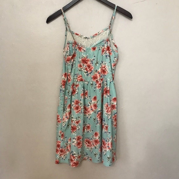 Forever 21 Floral Dress in Aqua/Coral, Womens Med - Picture 2 of 2